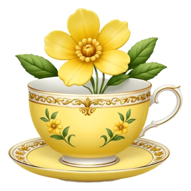 Yellow floral teacup sticker