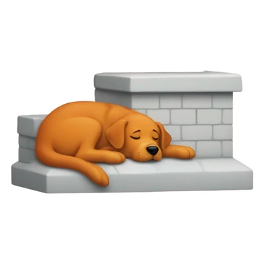 orange dog sleeping next to a chimney sticker