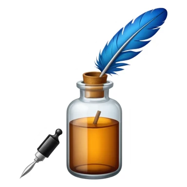 feather quill and ink bottle sticker