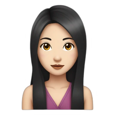 wasian girl with long black hair and eyeliner from head to chest sticker