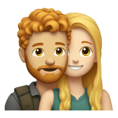 Ginger bearded boy cuddling blonde girl  sticker