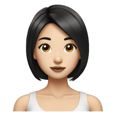 Asian girl with black straight hair some makeup clean girl sticker