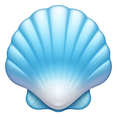 Light blue shell emoji, pearl texture, soft gradient, smooth curves, glossy finish sticker