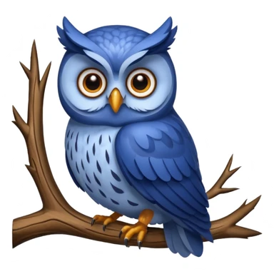 blue fat owl at the tree sticker