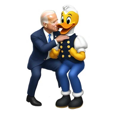 Joe Biden kissing Donald Duck sticker