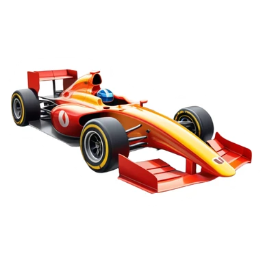 An icon showing a Formula 1 car racing down a track, with the vibrant speed and motion captured in the design. The background features a grand racing stadium with packed stands and winding turns, symbolizing the thrill of high-speed racing. Transparent background highlights the excitement. sticker