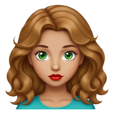 Girl with light-brown wavy hairs, green-blue eyes, light olive skin, red plump lips sticker