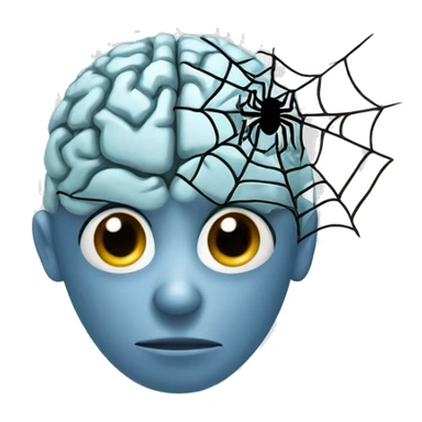 Brain head with spider web sticker