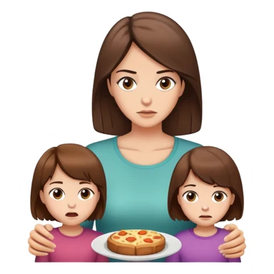 Mutter kurze Haare und Tochter lange Haare, haben Hunger,  braune Haare sticker