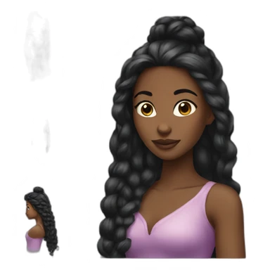 Black women with long hair princess sticker