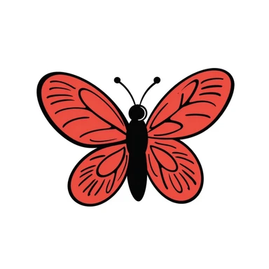 red butterfly hand drawn doodle style sticker