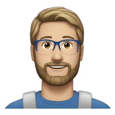 man 41 years old, very tiny beard, brown and silver short hair,blue glasses, french, pale skin sticker