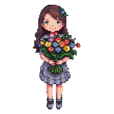 a cool girl holding a bouquet of flowers sticker