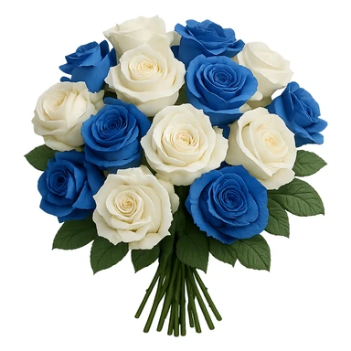 bouquet of white and blue roses , remove background sticker