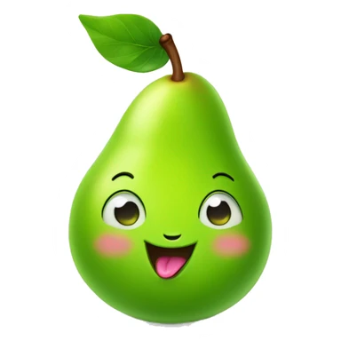 Shiny Green Cute pear with tongue sticker