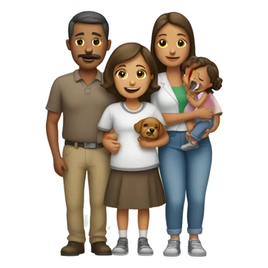papa, mama, dos niñas, un bebe y una mascota sticker