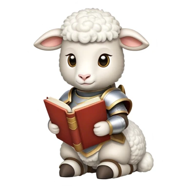 Lamb with armor reading a book sticker