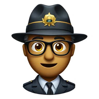 Emojo wearing glasses with a general's hat  sticker