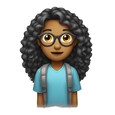 adolescente cabelo cacheado óculos cor de pele bran sticker