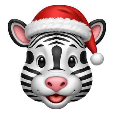 zebra wearing red hat of santa claus sticker