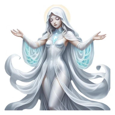 Cinematic, Ultra realistic 32k HD, Breathtaking piece of art, rim lighting, hauntingly beautiful art, mostly greyscale, Balanced features, highly detailed digital artwork, glowing with silver light, glowing, high shine, deviant adoptable, highly detailed clothing, remembrance, a painting of white silver, fanciful, enchanting, ghostly, embodying the essence of both reality and fantasy, dreamy, dreamy glow, optical illusion, immaculate composition, complex pose, air composition. The image is so lifelike that it feels as though it could leap off the canvas at any moment sticker