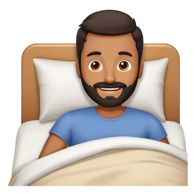 Tan guy with black beard waking up out of bed happy  sticker
