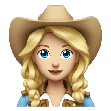Blonde cowgirl, waist up, blue eyes sticker