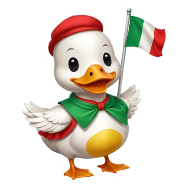 A cartoon duck wearing an Italian flag sticker