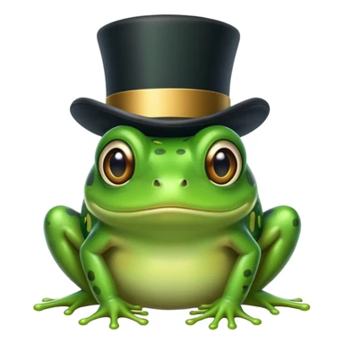 Green frog with top hat sticker