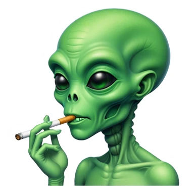 Alien smoking a cigarette sticker