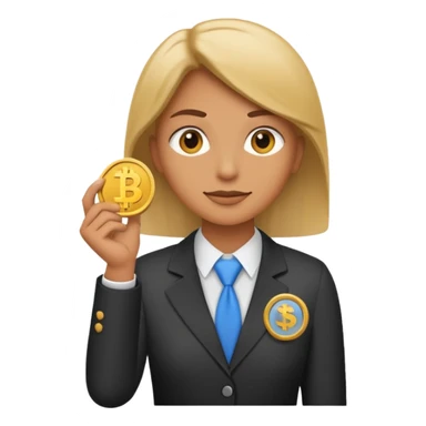 A minimalist emoji-style icon representing company pension plan: A gender-neutral office worker (🧑‍💼) with a coin and a bank symbol (🏦) in the background. sticker