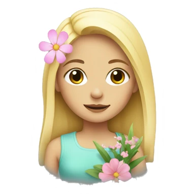 blonde girl with flower sticker