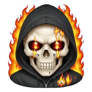 Bro I wanna skull with hoodie on the hoodie has to be on fire and I want matrix blood with the codes and weird numbers spilling out eyes and mouth almost give him a diamond grill in his mouth make it shinny where is the matrix symbols  but trix across his forehead in matrix symbols sticker