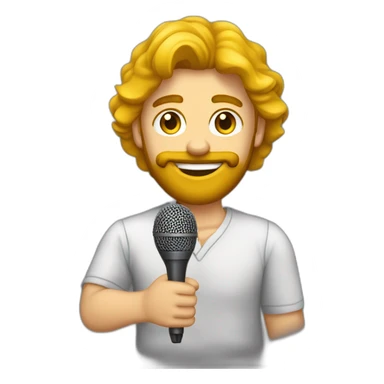 Presentador de espectáculo joven con barba y el pelo amarillo con el micrófono en la mano sticker