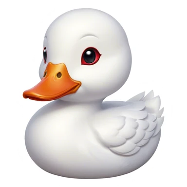 Cinematic Cute White Duck Portrait Emoji, Head tilted playfully and inquisitively, featuring a glossy, immaculate white plumage with a charming red bill, round, sparkling eyes filled with curiosity, Simplified yet irresistibly adorable features, highly detailed, glowing with a warm, friendly glow, high shine, affectionate and lively, stylized with a touch of whimsical charm, bright and endearing, soft glowing outline, capturing the essence of a mischievous yet loving duck, so playful it feels like it could waddle out of the screen and into your arms! sticker