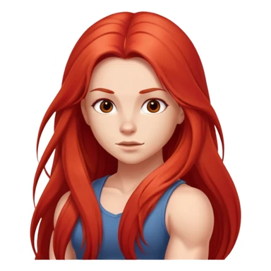 Cute girl with red very long hair muscular sticker