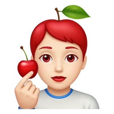 Holding a cherry between two fingers sticker