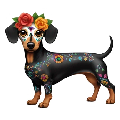 Dia De Los Muertos full body sugar skull dachshund sticker