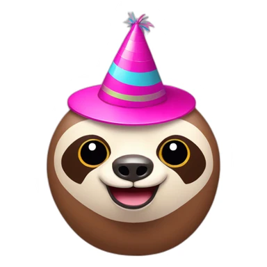 Pink sloth with party hat sticker