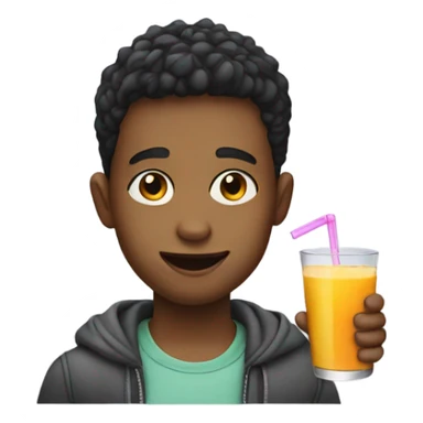 Boy drink juice sticker