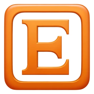 make me an emoji of the letter E  orange square witha white E in the center with a times new roman looking font sticker