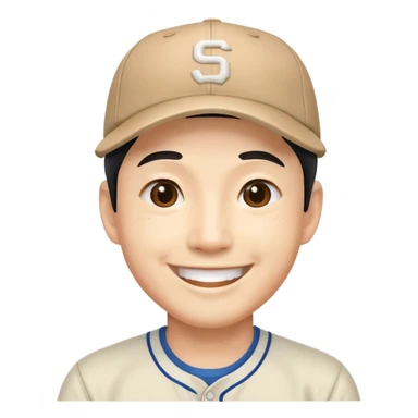 smiling Japanese man in baseball cap sticker