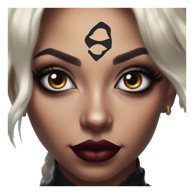MTG Jasmine in Harley Quinn style, oil paint, mysterious eyes, intricate lips, masterpiece portrait, odd perspective, beautiful, desirable, logical sticker