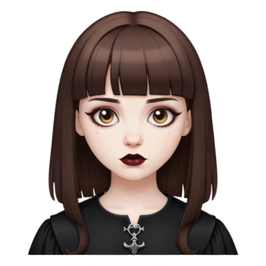 pale skin goth girl brown hair bangs sticker