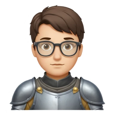 Young knight polishing armor, wearing glasses — glasses slipping down sticker