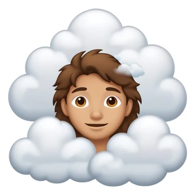 a satisfied face surrended by several clouds sticker