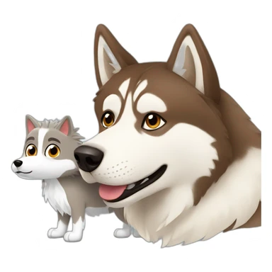 Brown husky with hedgehog sticker