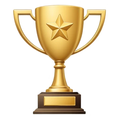 Minimal line-art trophy icon, front-facing, simple outlines, clean modern style, slightly 3D, no background, transparent, represents “wins / achievements sticker