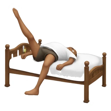 Guy lying in bed with legs swinging  sticker