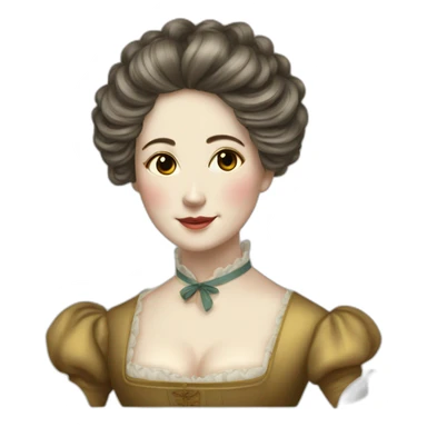 A lady of Victorian era with ramen noodles hair sticker